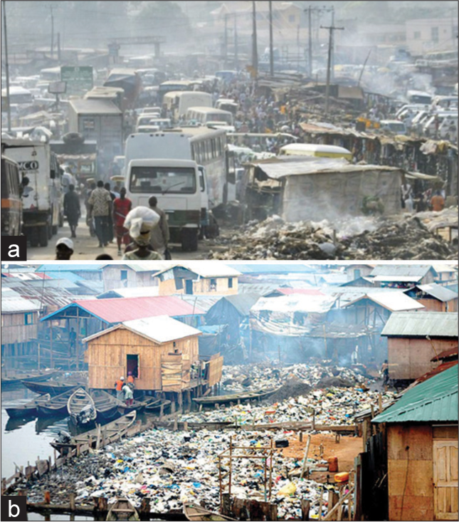 (a) Environmental pollution arising from burning of refuse on illegal dumpsite on the road; and smoke emissions from automobiles.[5] (b) Environmental pollution arising from dumping and burning of human waste on the same water used for drinking, fishing, bathing among others.[6]